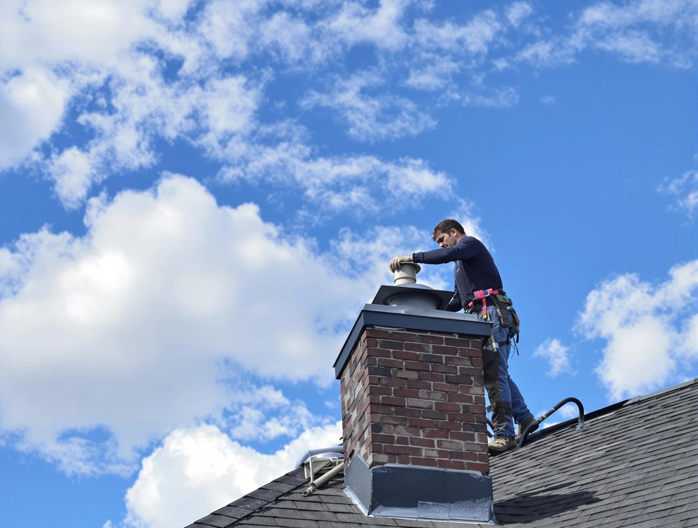 Goodlettsville Chimney Sweep installing a sturdy chimney cap in Goodlettsville, TN