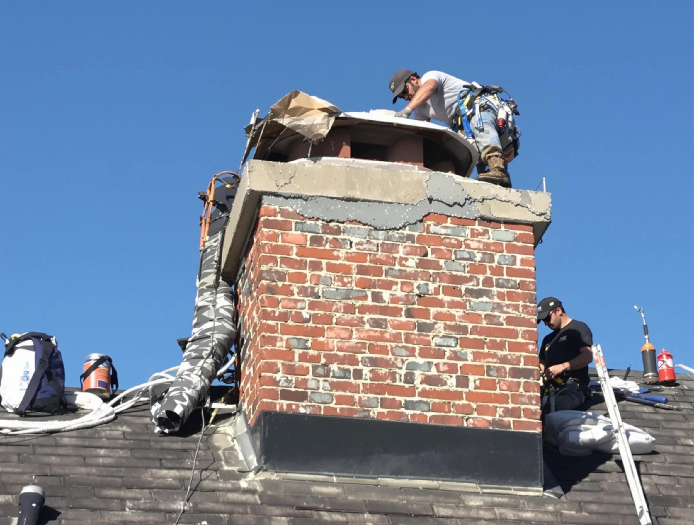 Goodlettsville Chimney Sweep installing a custom chimney crown in Goodlettsville, TN