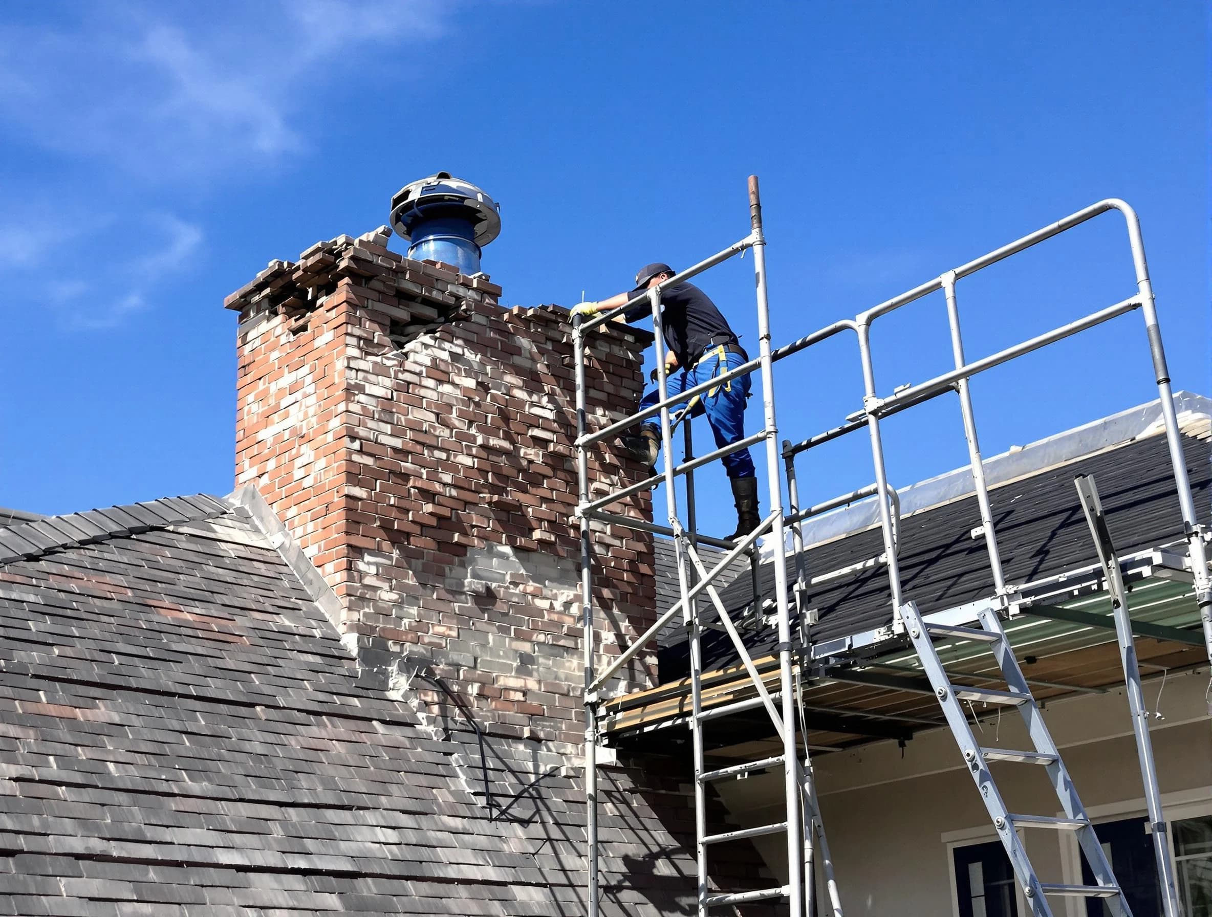 Rebuilding a chimney structure by Goodlettsville Chimney Sweep in Goodlettsville, TN