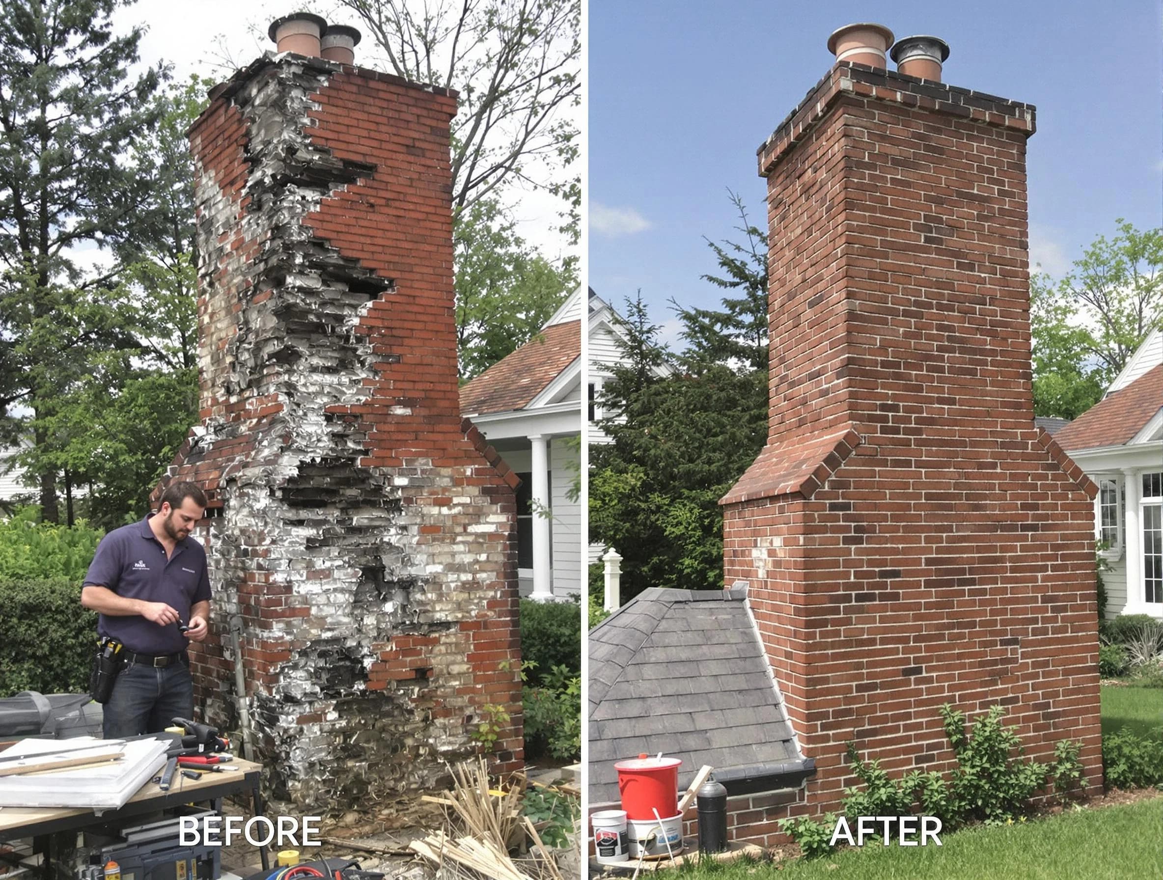 Goodlettsville Chimney Sweep performing a full chimney restoration in Goodlettsville, TN