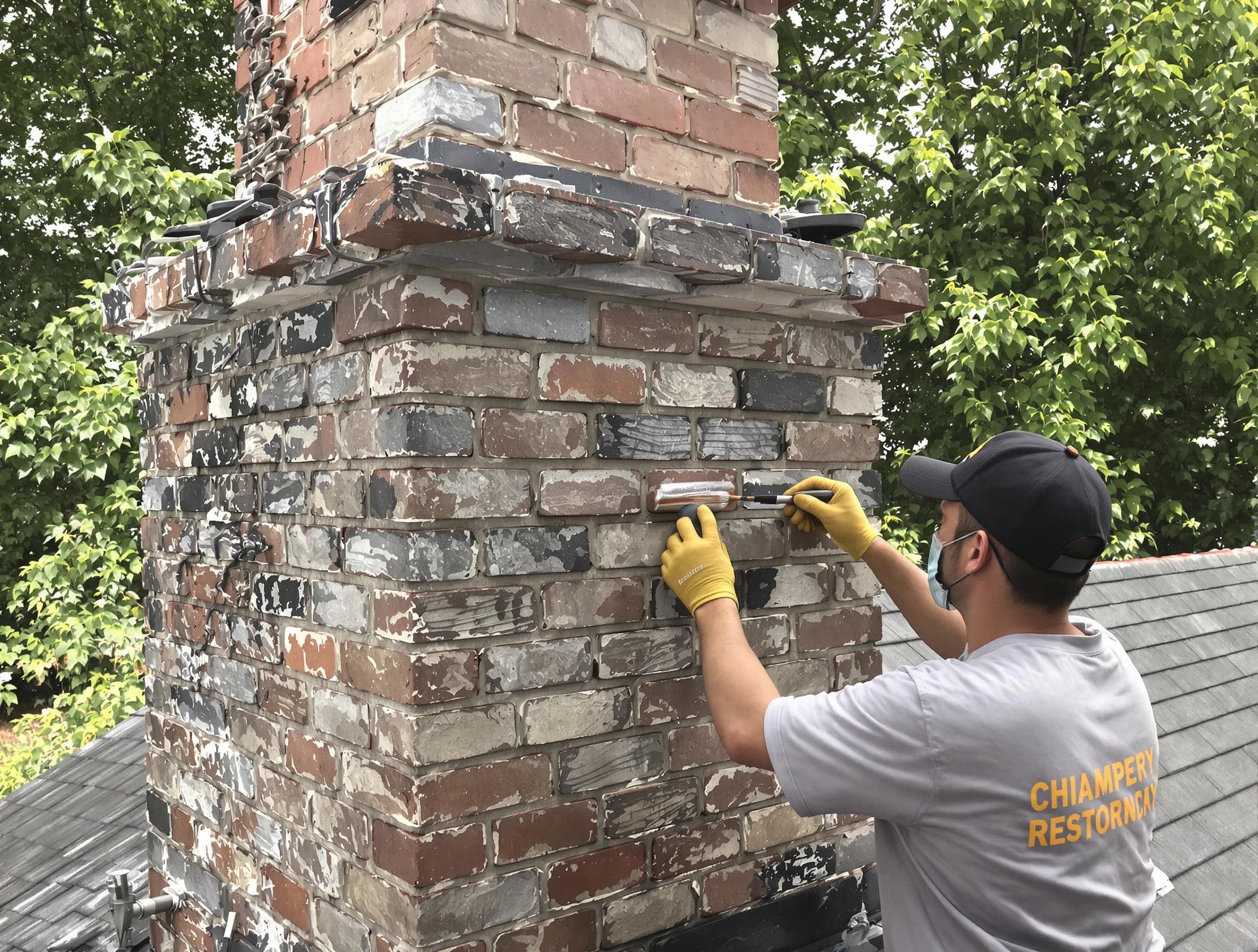 In-progress chimney restoration by Goodlettsville Chimney Sweep in Goodlettsville, TN