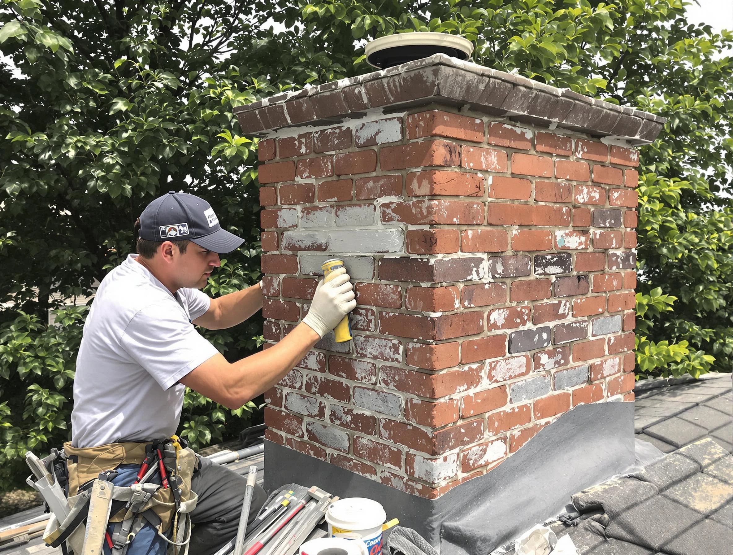 Goodlettsville Chimney Sweep restoring an aging chimney in Goodlettsville, TN