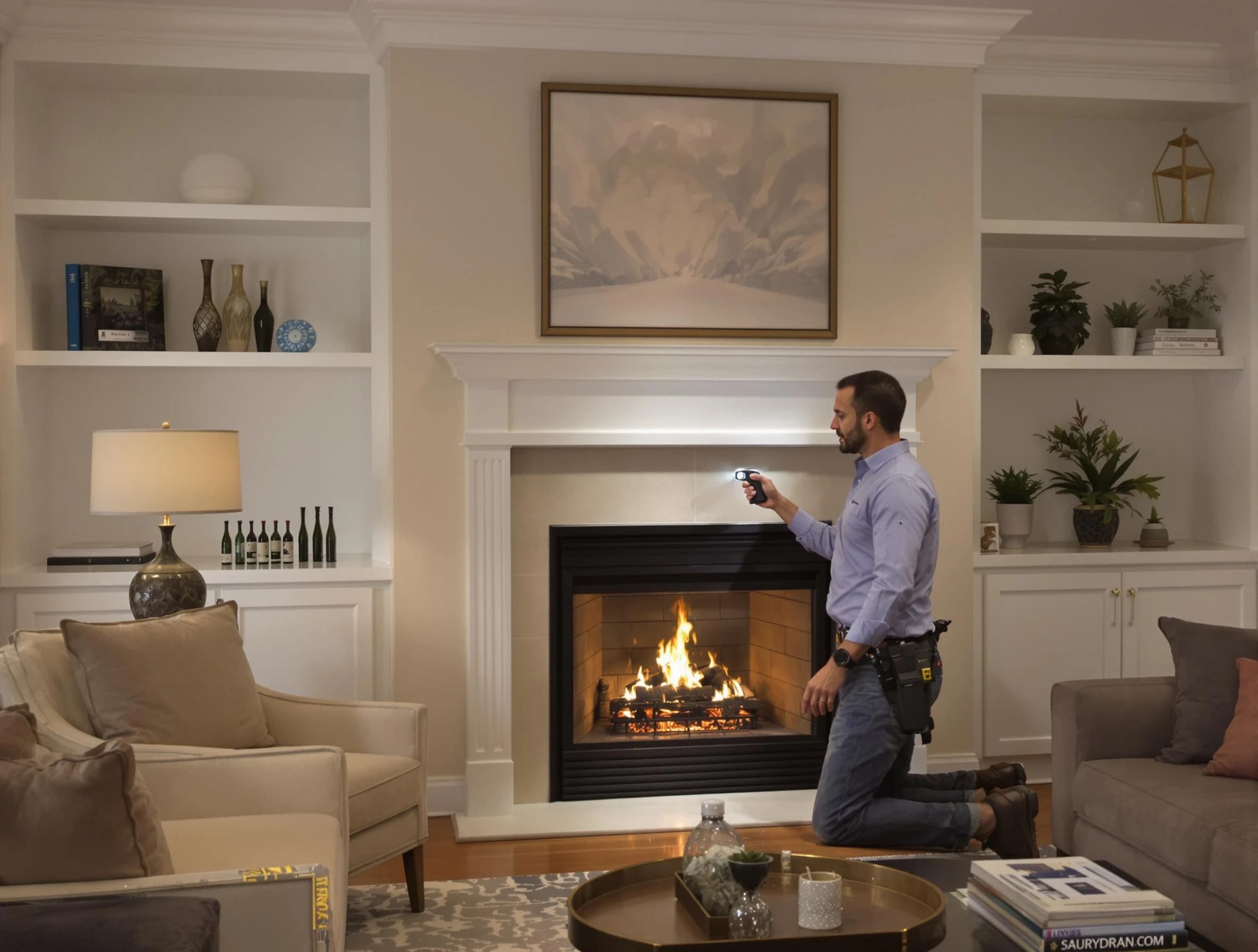 Goodlettsville Chimney Sweep conducting a fireplace safety inspection in Goodlettsville, TN