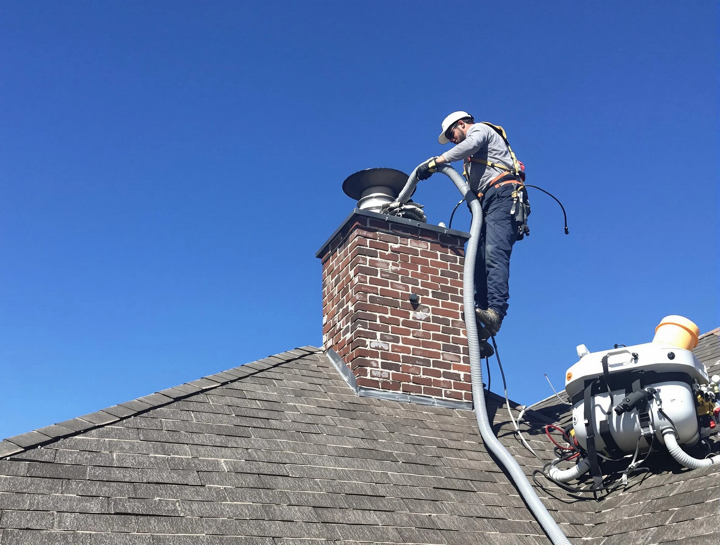Dedicated Goodlettsville Chimney Sweep team member cleaning a chimney in Goodlettsville, TN