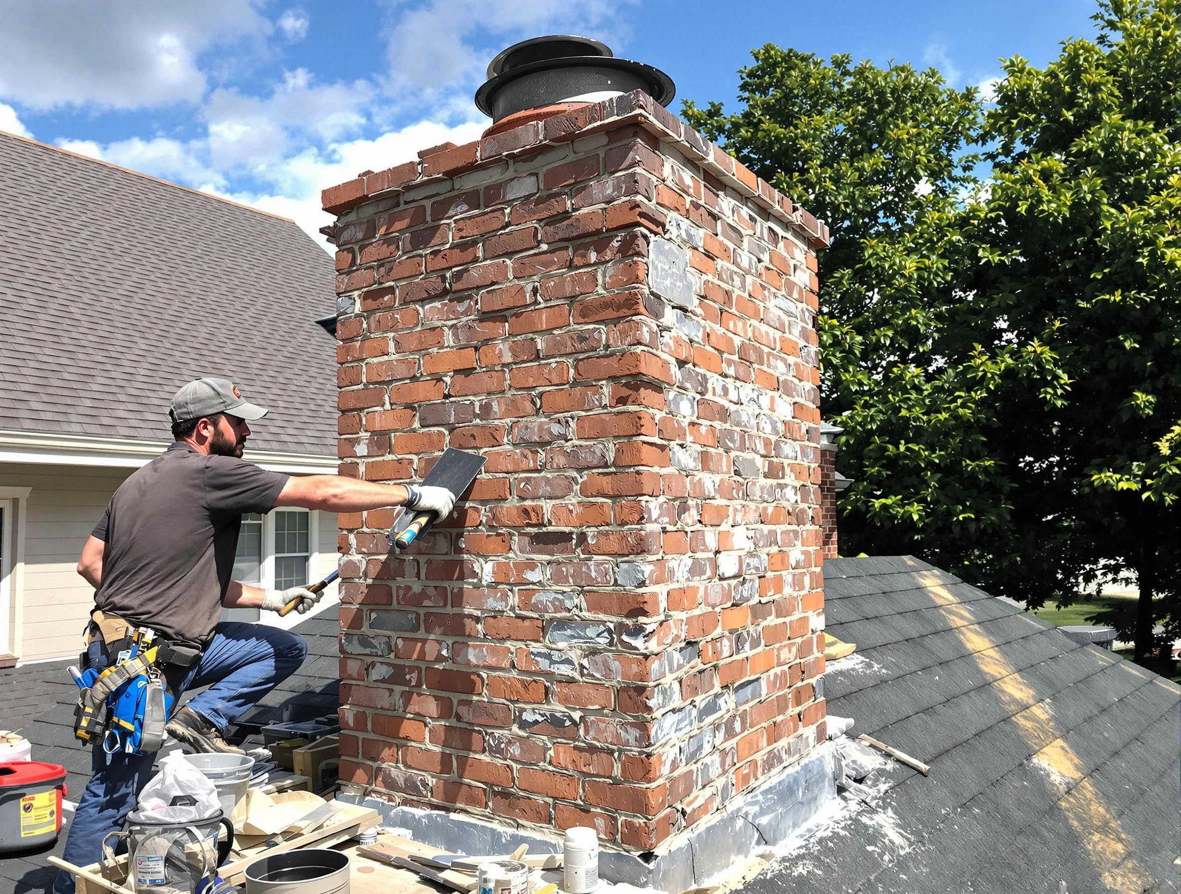 Completed chimney rebuild by Goodlettsville Chimney Sweep in Goodlettsville, TN