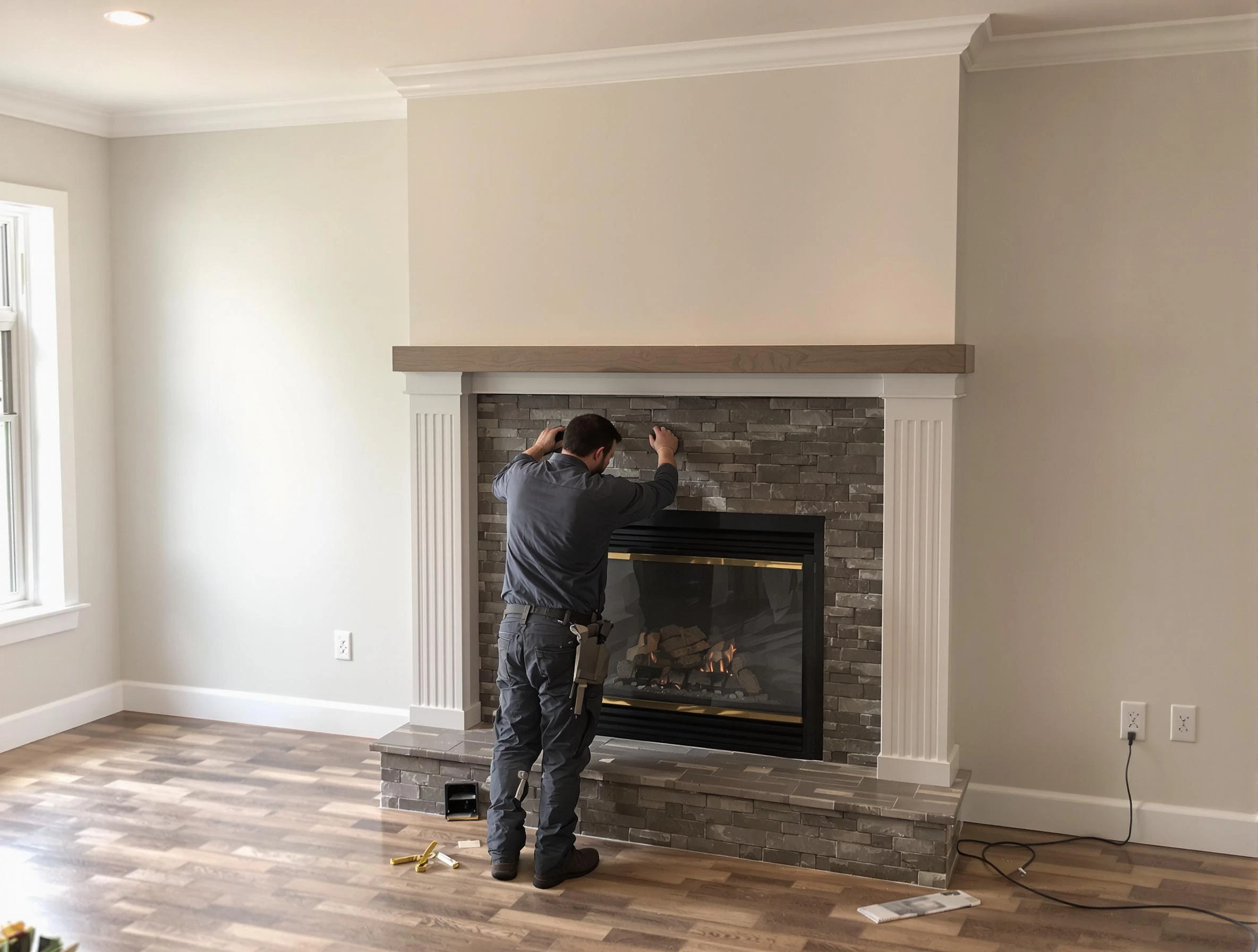 Goodlettsville Chimney Sweep finishing a custom fireplace install in Goodlettsville, TN