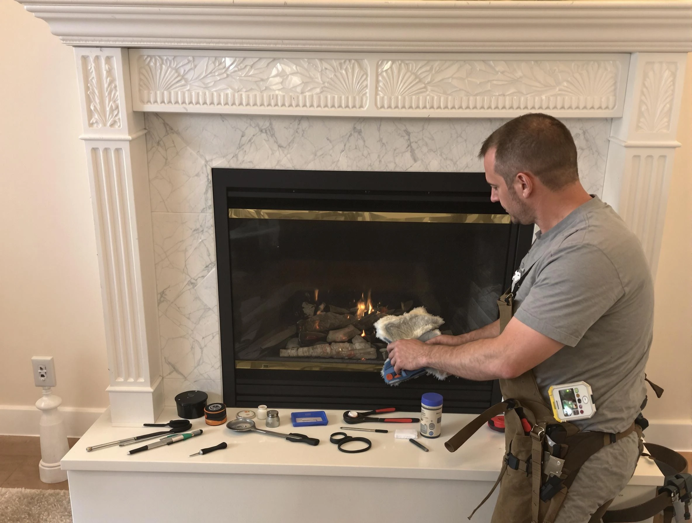 Goodlettsville Chimney Sweep performing fireplace maintenance in Goodlettsville, TN
